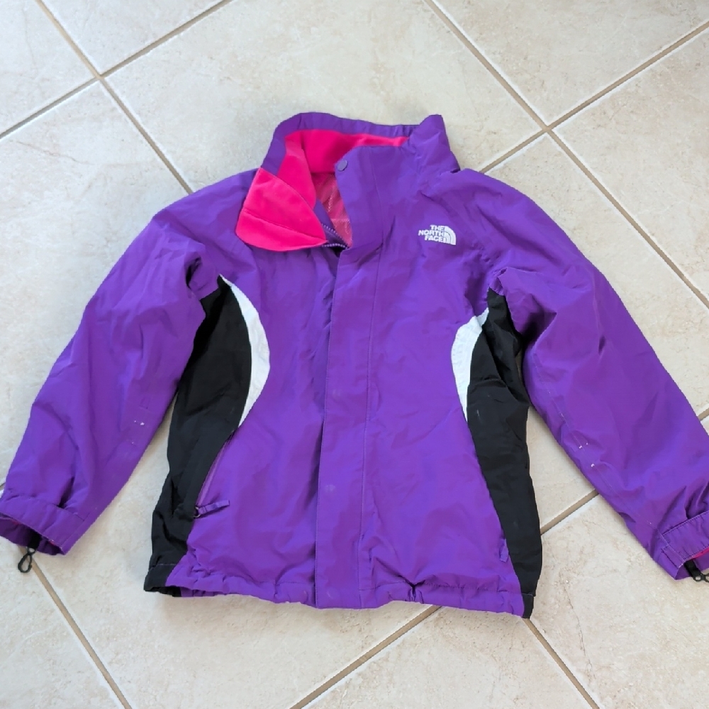 The North Face Purple Kids' Coat Jacket with Pink Trim and Black Panels Size 10